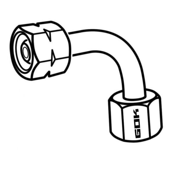 Redukční koleno 90° GOK převlečná matice 8 mm x levý závit 1/4 LH-UM