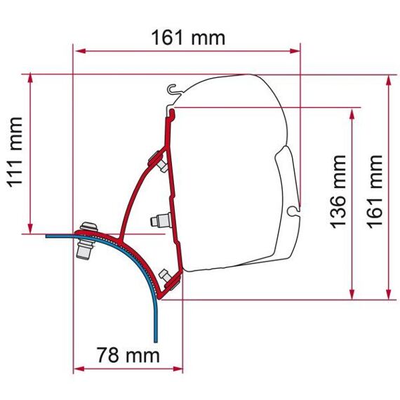 VW T5 / T6 s výklopnou střechou - adaptér na markýzy Fiamma F45, ZIP