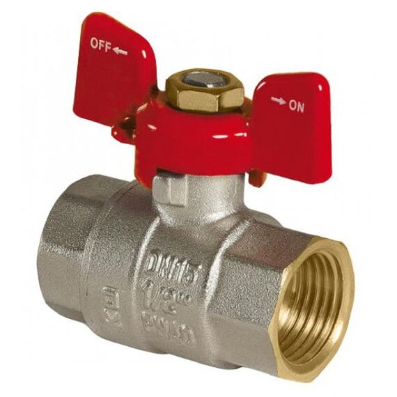 Kulový ventil FF 1/2" s motýlkovým uzávěrem