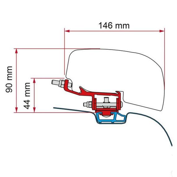 Adaptér pro Fiamma F40van do střešní lišty VW T5/T6