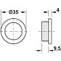 Plastová rozeta pro tloušťku stěny 17 mm pro tlačítko push-lock Häfele, leštěný chrom